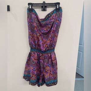 Bohemian Purple and Blue Jumpsuit with Paisley Print